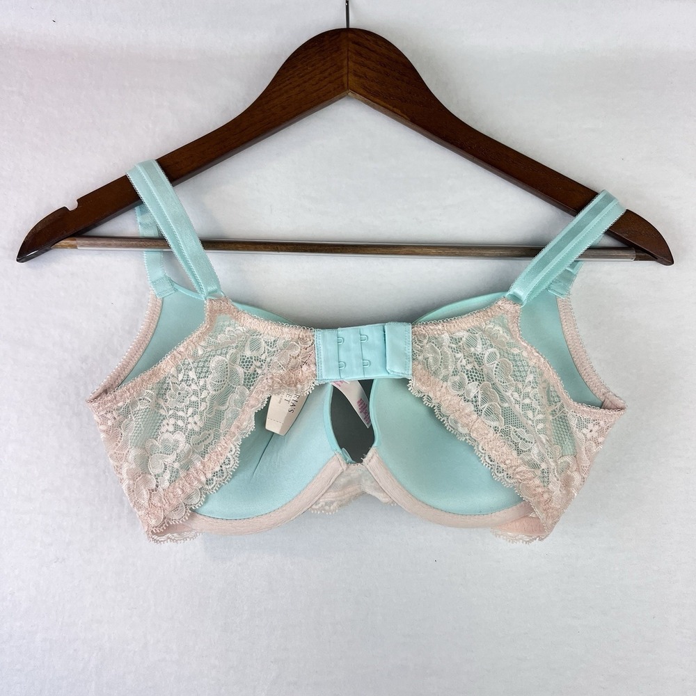 NEW Victoria's Secret DREAM ANGELS Push-Up Bra Blue & Pink Floral Lace 34D - Picture 2 of 7